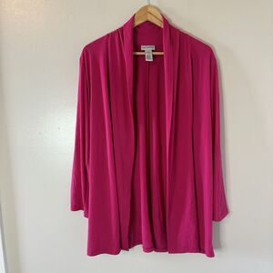 Catherines NEW Pink Open Front Cardigan Long Sleeves Polyester Sz 0X 14/…
